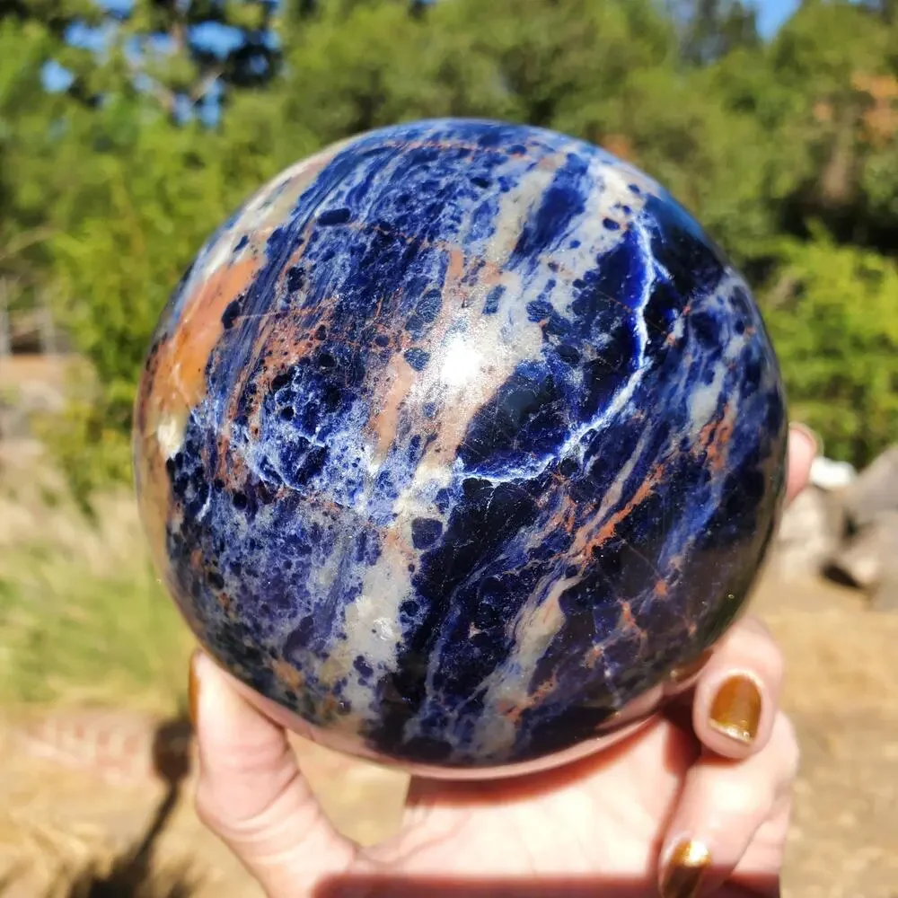 XL Dark Blue Sodalite Crystal Sphere 107mm 1840 grams
